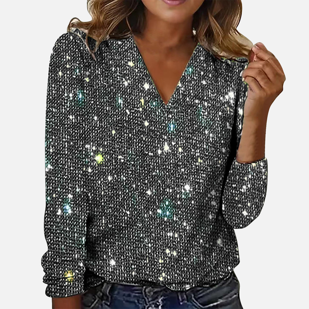 ODELLA™ | Blusa con escote en V y patrón de rombos