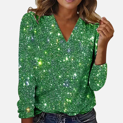 ODELLA™ | Blusa con escote en V y patrón de rombos