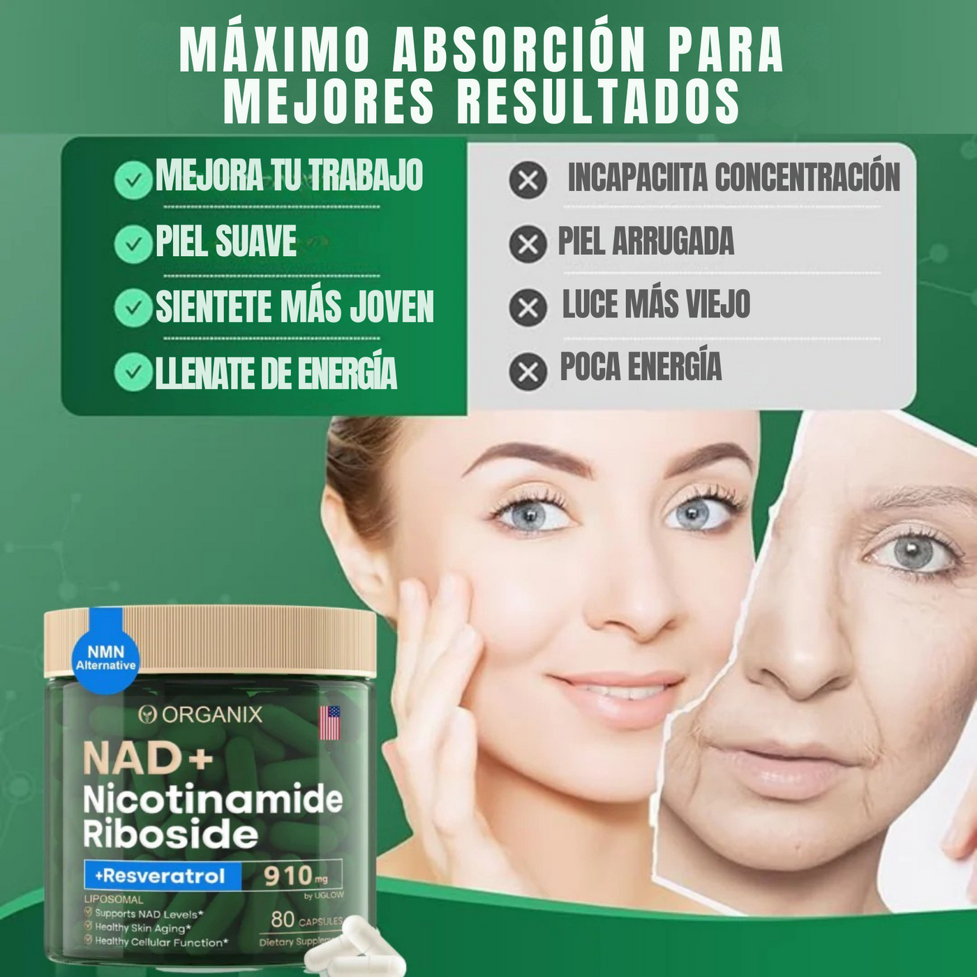 NAD CON RESVERATROL - REJUVENECEDOR CELULAR